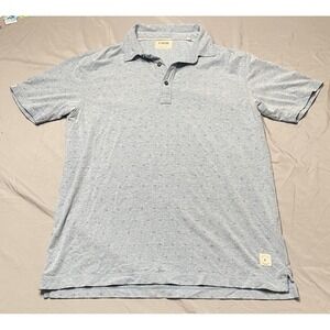 Link‎ Soul Polo Shirt Men Medium Blue Geometric Tempus Fugit Short Sleeve Cotton